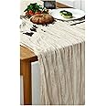 Veximind Cheesecloth Table Runner, Boho Gauze Cheese Cloth Table Runner Rustic Sheer Runner 300cm Long for Wedding Bridal Baby Shower Birthday Party Cake Table Decorations (Beige)