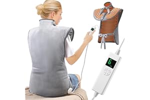 ‎ONEAMG OneAmg Heizkissen für Rücken Schulter Nacken 61x94cm Heizkissen mit Abschaltautomatik Schnelle Erwärmung, mit 4-Stunden-Timer und 6 Heizstufen Flanellmaterial, Waschbar Wärmekissen Elektrisch