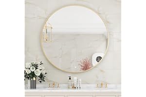 Koonmi Specchio rotondo da parete con cornice in lega di alluminio per bagno, lavabo, soggiorno, camera da letto, ingresso decorazione da parete