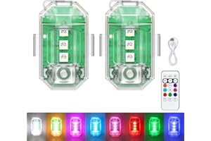 ‎FXLPOWER 2 Stück Drahtloses Auto LED-Blitzlichter Akku mit Fernbedienung, 8 Farben Hochhelle Blitzleuchte für Auto, Drohne, Kinderspielzeug, Kinderwagen, Rollschuhlaufen