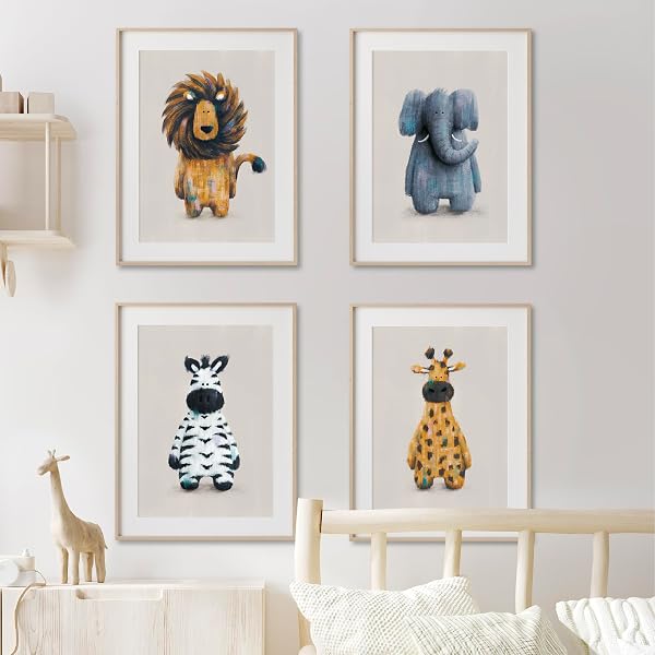 KIU DESIGNS Safari Nursery Wall Art - Set Of 4 Unframed 8x10 Animal Prints - Giraffe, Elephant, Zebra, Lion - View #6