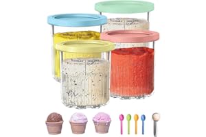JENMAYT Lot de 4 Récipients à Crème Glacée de Rechange pour Ninja Creami Deluxe NC501/NC500 Series, Bacs À Crème Glacée avec Couvercle Et Cuillère,Sans BPA,Réutilisables