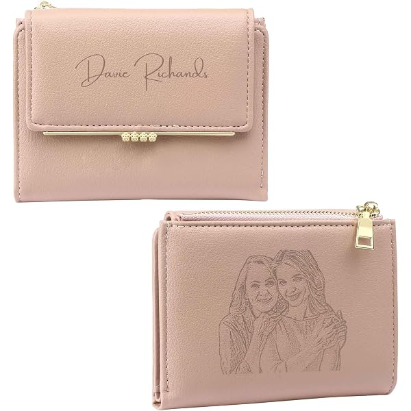 LoLaTide Portefeuille Femme Personnalisé Photo & Nom - Petit Porte-Monnaie Cuir Fermeture Éclair