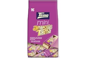 Tirma Ambrosia Mini al Cioccolato al Latte | Barrette di Cioccolato | Wafer Ripieni di Crema | Snack Premiato | Senza Uova | Adatto ai Vegetariani | Confezione da 216gr, 16x13,5gr