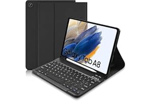 COEZFE Funda con Teclado Español Ñ para Samsung Galaxy Tab A8 10.5", Funda Teclado para Samsung Galaxy Tab A8 10,5 Pollici 2022 (SM-X200/X205/X207), Teclado Desmontable Inalámbrico para Samsung A8, Negro