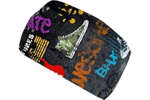 ‎WOLLHUHN Wollhuhn ÖKO Jungen/Mädchen Cooles Elastisches Stirnband/Haarband Bequem Jersey Baumwolle Viele Motive Kinder (Cool Stuff Dunkelgrau)