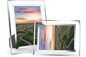 Cinnani Cornice Foto 13 x 18, Cornice Trasparente set di 2, Portafoto da Tavolo Argento in Vetro, Cornice Personalizzata Con Foto per Casa, Ufficio, Matrimonio, Regalo