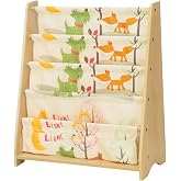 Songmics 4 Tier Bookcase For Kids, Storage Rack For Books, School Supplies, For Kids Room or Kindergarten, Re