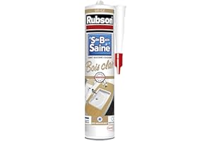 Rubson Mastic Salle de bain Saine Couleur "Bois Clair" Beige, Joint silicone multi-matériaux renforcé en antifongiques, mastic sanitaire coloré, souple & étanche, 280 ml