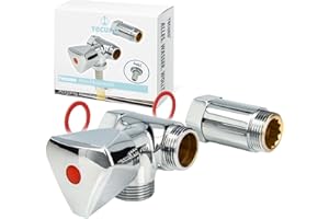 tecuro Batterie- Geräteventil, Anschlussventil für Wandarmaturen, Abgang Warmwasser Wandanschluss & Abgang 3/4 Zoll Oberfläche poliert verchromt