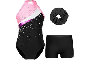 iiniim Barn flickor gymnastikdräkt gymnastikdräkt ärmlös balettdräkt dansbody med strass, balettröja, gymnastik, leotard, storlek 104–176