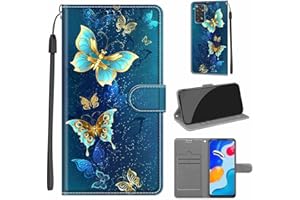 KENHONER Funda Xiaomi Redmi Note 11 Carcasa, Case Redmi Note 11S Funda Libro con Tapa Piel Case Flip Cuero,Cierre Magnético Antichoque - Mariposa