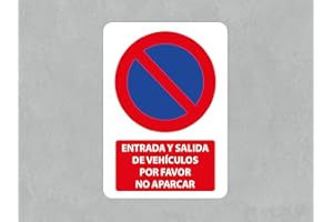 Oedim Señal Entrada y Salida de Vehículos por Favor No Aparcar, Vinilo Adhesivo Monomerico, Decoración Pared, Duradero y Económico