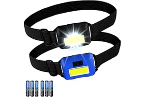 SerDa-Run 2pcs Lampe Superhell Ultra -light, IPX4 étanche, 3 modes lumineux phares légers du front, idéal pour le jogging Camping Running, etc., batterie AAA incluse