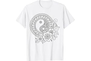 T-SHIRT DA DIPINGERE PER BAMBINI E COLORAZIONE Mandala di fiori Yin e Yang da dipingere e colorare Maglietta
