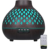 DecdealEssential Oils Diffuser, 400ml Ultrasonic Air Humidifier Aroma Diffuser Mist Maker with Remote Control,7 Colorful Lights,4 Levels Time Setting,2 Spray Modes for Yoga Relax Home Bedroom Room