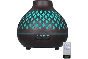 Decdeal Essential Oils Diffuser, 400ml Ultrasonic Air Humidifier Aroma Diffuser Mist Maker with Remote Control,7 Colorful Lights,4 Levels Time Setting,2 Spray Modes for Yoga Relax Home Bedroom Room