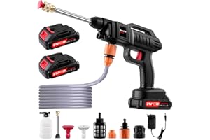 HONDONY Kabelloser Hochdruckreiniger, 21V Tragbarer Akku Hochdruckreiniger, 60 Bar und Ladegerät, 3000W Akku Hochdruckreiniger mit Düse und 5m langem Schlauch für Autos, Fenster, Rasen, Gärten, Pools