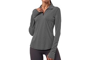 Gyabnw Maglia Sportiva Donna Manica Lunga con Zip Maglietta Palestra Traspirante Elasticizzata T Shirt Palestra Donna Elegante per Fitness e Tempo Libero Trekking Tennis