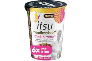 itsu chickn ramen instant noodles & broth pot 64g | Instant Noodles Snack Multipack | Quick-to-Make Snack | Gluten free | Vegan | Pack of 6