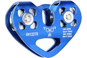 Latinaric 30KN Double Trolley Pulley Aluminum Zip Line Rock Climbing Mountaineering Rescue Lifting Tandem Pulley