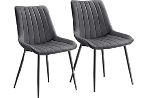 ‎SONGMICS SONGMICS Esszimmerstuhl 2er Set, Küchenstuhl, Samt,Polsterstuhl, bis 120 kg belastbar, Stahlbeine, Gebogene Rückenlehne, für Esszimmer, Küche, grau-tintenschwarz LDC090G05