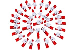 Souarts Rot Weihnachten Schneeflocke Mini Holz Klammer Clips Miniklammern für Namensschilder und zum Basteln 50St. (Rot)