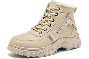 Yeeteepot Women's Snow Boots Winter Warm Booties Lace Up Ankle Boots Faux Fur Lining Booties Outdoor Anti-Slip Walking Shoes