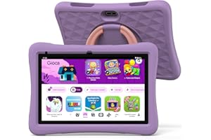 plimpton Tablet Bambini 10 Pollici Android 14 con WiFi 6, 6GB(2+4 GB Esteso) RAM + 32GB ROM, Controllo Parentale, Custodia Antiurto EVA, Kids Space, 6000mAh, PlimPad Kids 10 (Viola)