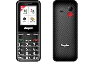 Energizer - Téléphone Portable à Clavier Physique Senior Débloqué - E4-2G - Bouton SOS - Batterie 1000 mAh - Double Sim (Mini SIM) - FM Radio - Torche - Noir