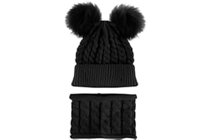 Borlai - Juego de gorro de punto para bebé y braga para el cuello, para invierno, cálido, de 1 a 6 años