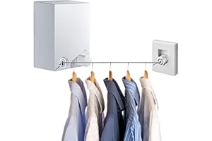 LIVEHITOP Stendibiancheria Retrattile, Acciaio Inossidabile Corda da bucato riavvolgibile, 4.2m Estensibile per Interni ed Esterni, Montaggio Punch ed a Parete