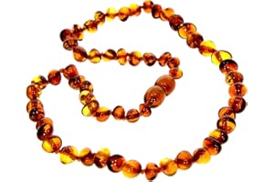 SilverAmber Jewellery - Collana in ambra baltica - Cognac, ciliegia, miele, limone o ombré - Lucida e grezza - Perle di ambra genuina al 100% - Massima qualità - Dimensioni: 33-70 cm