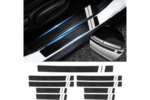 FT FUNTOR 9Pcs Carbonfaser gemusterter Auto Türschweller Schutz, Universell(9Pcs)