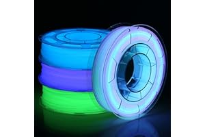AMOLEN Filamento PLA 1.75mm Glow in the Dark, Set di filamenti Glow in the Dark Verde, Blu, Profondo Blu e Multicolore 5m, Filamento Stampante 3D 4x200g