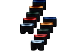 LOREZA ® 10 Boxers pour garçon Coton Enfant sous-Vêtements 2 à 15 Ans
