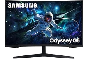 ‎SAMSUNG Samsung Odyssey G55C Curved Gaming Monitor, 32 Zoll, Bildschirm mit VA-Panel, 2.560 x 1.440 Pixel, 1.000R Radius, HDR10, AMD FreeSync, Bildwiederholrate 165 Hz, Reaktionszeit 1 ms (MPRT)