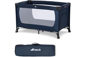 Hauck Dream N Play Plus 3-Delad Resesäng med Bärväska + Vikbar Madrass, 120 x 60 cm, från Födsel upp till 15 kg, Tippsäker