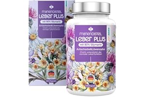 ‎SONNESEE Leber plus 8 in1 Komplex Mariendistel Artischocke Löwenzah 500mg pro Tag 120 Kapseln Curcuma 80% Silymarin mit Cholin für die normale Funktion der Leber vegan Made in Germany…