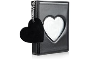 GEEHUA Segregator na karty fotograficzne, teczka na karty fotograficzne, album na zdjęcia Mini 9 cm, małe etui na karty fotograficzne z 32 kieszeniami na karty fotograficzne (czarny)