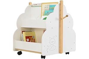 Labebe-Estantería Libro, Librería Almacenamiento Madera, 2 en 1 Mini Estantería para niños y niñas de 1-5 años, Bass y Macizo, Salón Dormitorio, Regalo de cumpleaños para niños - Blanca Pájaro