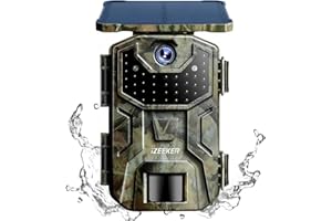 iZEEKER Solar Wildkamera, 2,7K/1520P 30fps 36MP Wildtierkamera mit 940 nm No Glow Infrarot LEDs, Wildkamera mit Bewegungsmeld
