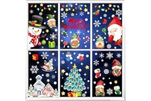 YEJAHY 9 sztuk naklejek na okno, Boże Narodzenie, samoprzylepne, wielokrotnego użytku, naklejki na okno, Boże Narodzenie, Boże Narodzenie, dekoracja na okno, drzwi (D)