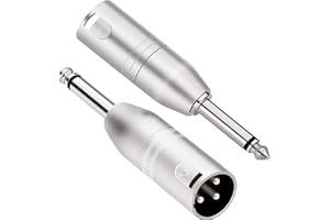 JOMLEY 6.35mm TS Mono to XLR Male Adapter, Quarter Inch TS Mono Male to Male XLR Converter Audio Micphone Adapter - 2 Pack