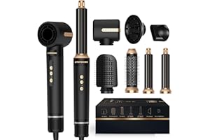 ATOPSKINS [7 in 1] Spazzola Asciugacapelli & Air Styler, [110000 RPM] Asciugacapelli con Spazzola Lisciante per Capelli, Ferro Arricciacapelli ad aria Calda, Spazzola Phon, Arricciatura Raddrizzamento