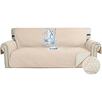 CYCMACO Wasserdicht Sofa Überzug 2 Sitzer, Couch Bezug Haustier Katze Hunde, Sofaschoner rutschfest, Universal Couchüberzug Waschbar, Sofa Covers Mit Armlehnen, Beige