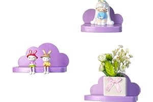 Pyjacos Mensole da Muro Set di 3 Mensola da Parete per Decorazioni per Cameretta Bagno Cucina Salotto piccola Mensola Adesiva da Muro nuvola viola