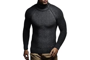 Leif Nelson Męski sweter z dzianiny z golfem slim fit na zimę lato nowoczesny czarny męski sweter zimowy bluza z długim rękawem męska Basic bluza z kapturem LN5295