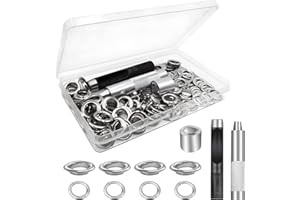 LURICO Ojetes Metalicos, 100Pcs Herramienta de Ojetes 12mm de Acero Inoxidable Ojales Metalicos Kit para Toldos Lona Ropa Cortinas
