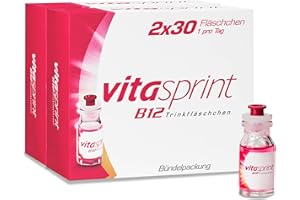 ‎VITASPRINT Vitamin B12 - Vitasprint B12 Trinkfläschchen, 2x30 St. – Mit hochdosiertem Vitamin-B12 und wertvollen Eiweißbausteinen für mehr geistige und körperliche Energie und weniger Müdigkeit und Erschöpfung
